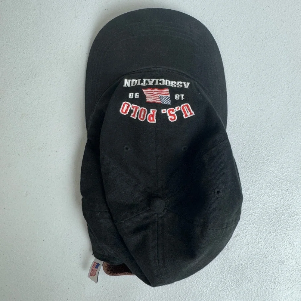Vintage US Polo ASSN Hat Adult OS Black USA Flag USPA Prep 1890‎
